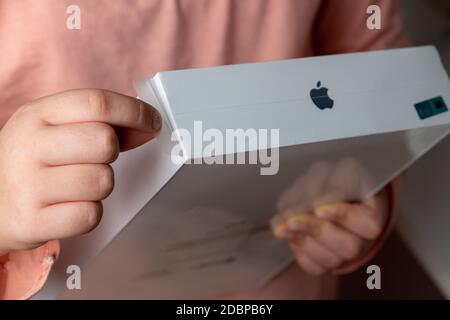 Antalya, TURQUIE - 17 novembre 2020. Version 2020 de l'iPad Air 4 2020 de qualité supérieure dans un design tendance à cadre fin. Banque D'Images