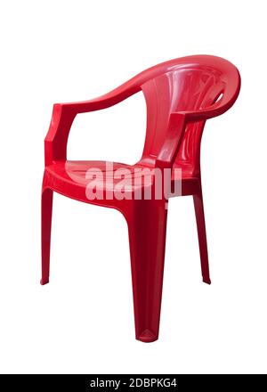 Chaise en plastique rouge isolated on white Banque D'Images