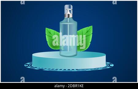 illustration de la bouteille de solution désinfectante sur fond abstrait Banque D'Images