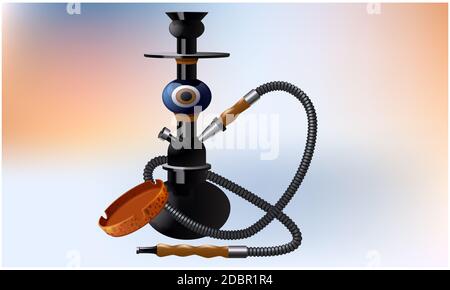 maquette illustration du smoking hookah sur fond abstrait Banque D'Images