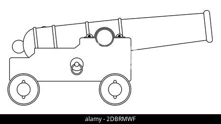 Une représentation fidèle d'un vieux bateau des lignes cannon gun Banque D'Images