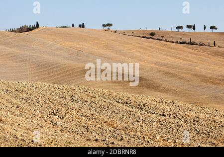 Pienza, Italie - 13 septembre 2011 : le paysage rural près de Pienza en Toscane. Italie Banque D'Images