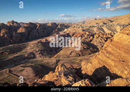 Panorama des montagnes à Petra, Uum Sayhoun, Jordanie Banque D'Images