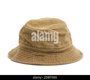 green textile panama isolé sur fond blanc, gros plan Banque D'Images