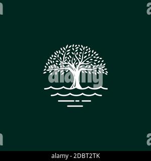 Modèle vectoriel de conception de logo d'arbre.symbole d'arbre et d'eau Illustration de Vecteur