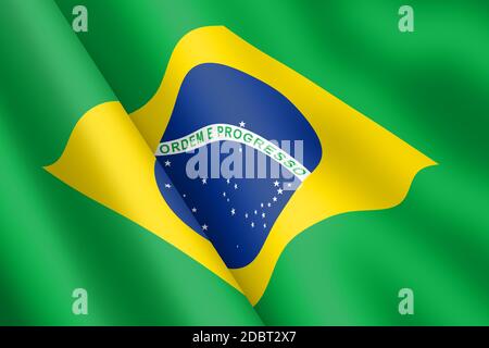 Un drapeau brésilien représentant l'ondulation du vent Verde e amarela Banque D'Images