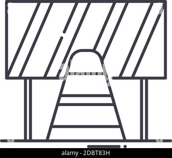 Icône de cône de trafic, illustration isolée linéaire, vecteur de ligne mince, signe de conception Web, symbole de concept de contour avec contour modifiable sur fond blanc. Illustration de Vecteur