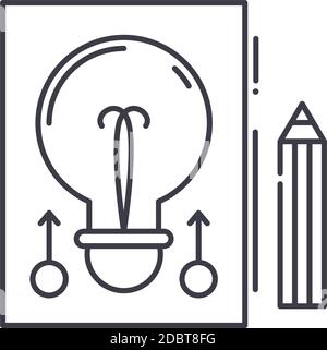 Icône de projet Starup, illustration isolée linéaire, vecteur de ligne mince, signe de conception Web, symbole de concept de contour avec contour modifiable sur fond blanc. Illustration de Vecteur
