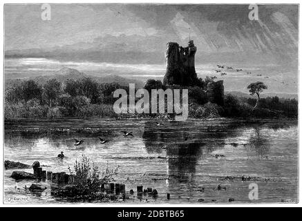 Ross Castle, Killarney, en 1881 (gravure vintage) Banque D'Images