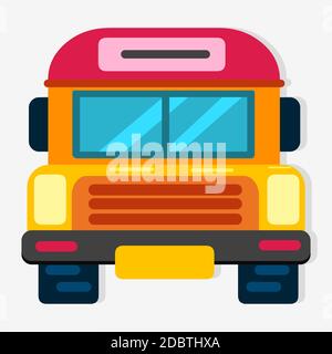 illustration vectorielle de la vue avant du bus scolaire de style plat Illustration de Vecteur