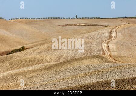 Pienza, Italie - 13 septembre 2011 : le paysage rural près de Pienza en Toscane. Italie Banque D'Images