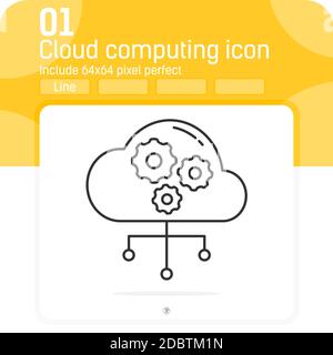 Icône de concept de cloud computing avec style de ligne isolé sur fond blanc. Illustration vectorielle symbole de signe de nuage icône pour la communication numérique Illustration de Vecteur