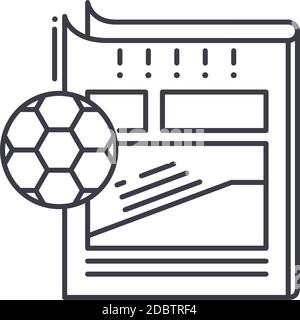 Icône d'actualités sportives, illustration isolée linéaire, vecteur de ligne mince, signe de conception Web, symbole de concept de contour avec contour modifiable sur fond blanc. Illustration de Vecteur