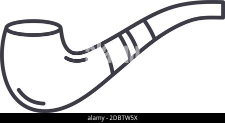 Icône de pipe de tabac, illustration isolée linéaire, vecteur de ligne mince, signe de conception de Web, symbole de concept de contour avec trait modifiable sur fond blanc. Illustration de Vecteur