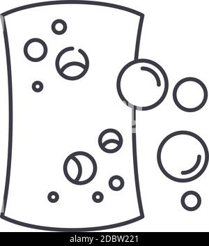 Icône d'image d'éponge, illustration isolée linéaire, vecteur de ligne mince, signe de conception Web, symbole de concept de contour avec contour modifiable sur fond blanc. Illustration de Vecteur