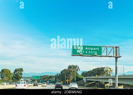 LAX quitte sign in Los Angeles, Californie Banque D'Images