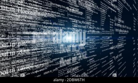 Blocs de code de programme volant dans l'espace virtuel Banque D'Images