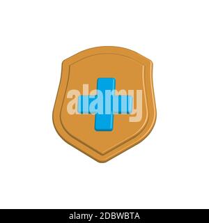 Icône de bouclier 3d avec symbole de santé. Illustration vectorielle de conception Illustration de Vecteur
