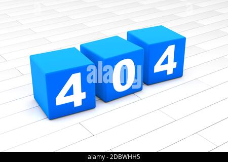 Rendu 3D illustration de l'HTML Code erreur 404 faite de cubes. Banque D'Images