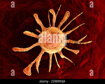 Rendu 3D Illustration d'une propagation de cellules de cancer de plus en plus sur les tissus sains. Banque D'Images