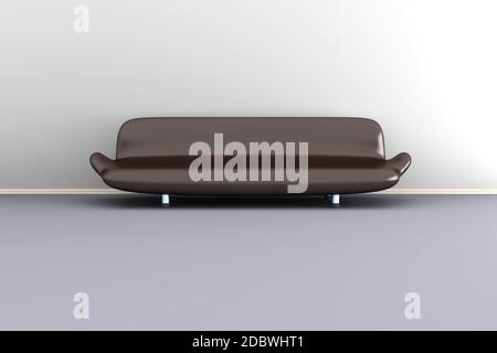 3d illustration d'un canapé marron dans une pièce blanche. Banque D'Images