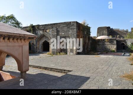 Vue intérieure, fort de Kandhar, période de Nizamshahi et a été construit en l'honneur de Rashtrakuta Roi Krishna III Kandhar, Nanded. Maharashtra, Inde Banque D'Images