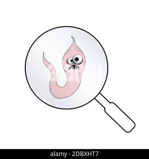 helminthes, vers ronds. parasites intestinaux. signe d'avertissement parasitisme , illustration vectorielle. Le concept des parasites chez les humains et les humains. Banque D'Images