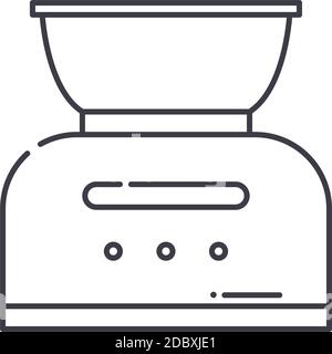 Icône de balance de cuisine, illustration isolée linéaire, vecteur de ligne mince, signe de conception de Web, symbole de concept de contour avec trait modifiable sur blanc Illustration de Vecteur