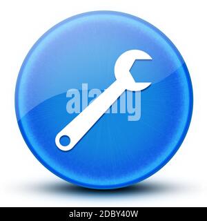 Illustration abstraite de bouton rond bleu brillant de la clé plate Banque D'Images