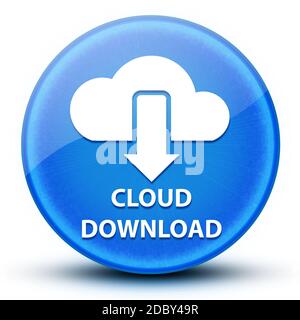 Cloud télécharger globe oculaire brillant bleu bouton rond illustration abstraite Banque D'Images