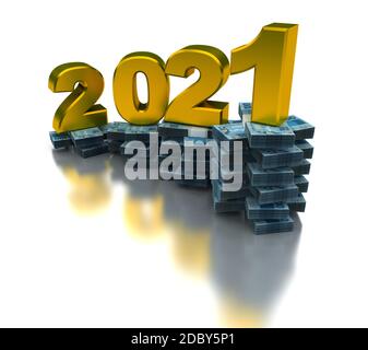 Croissance de l'économie brésilienne 2021 (isolé sur fond blanc) Banque D'Images