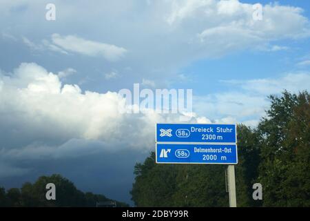 Autoroute fédérale sortie Dreieck Stuhr, Stuhr, Delmenhorst Ost, Delmenhorst, 58a Banque D'Images