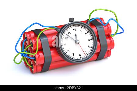 Illustration de rendu 3D avec horloge dynamique isolée sur blanc arrière-plan Banque D'Images