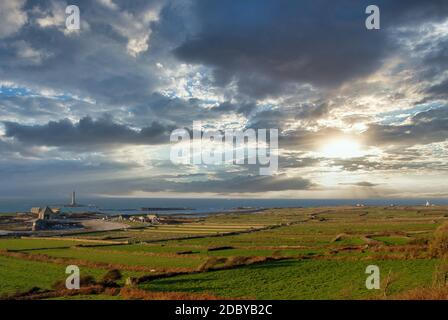 Phare de Goury au cap de Goury, Normandie, en France Banque D'Images