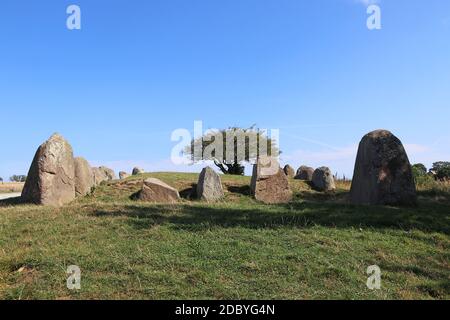 Le tombeau mégalithique néolithique Nobbin sur l'île allemande de Ruegen Banque D'Images