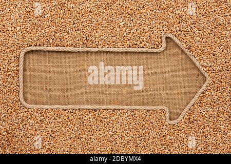 Fait à partir de pointeur avec corde de blé céréales se coucher sur le sac, avec l'espace pour votre texte Banque D'Images
