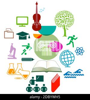 Jeu d'icônes d'apprentissage - illustration vectorielle Banque D'Images