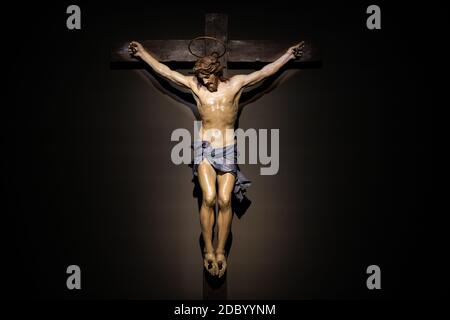 Cité du Vatican, Rome - 07 mars 2018 : la sculpture Crucifix d'Alessandro Algarve dans le musée du Vatican Banque D'Images