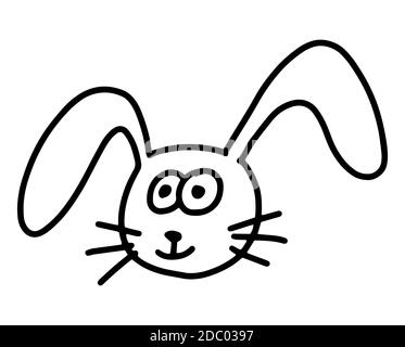 Doodle de lapin. Illustration vectorielle de dessin animé avec lignes dessinées à la main, isolée sur fond blanc. Illustration de Vecteur
