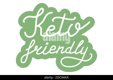Keto sympathique. Concept de régime cétogène.logo, badge, affiche, modèle de bannière. Illustration de la calligraphie lettrage. Vector eps manuscrit pinceau tendance Illustration de Vecteur