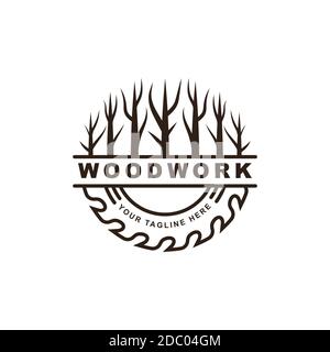 modèle de conception de logo de symbole de travail du bois Illustration de Vecteur