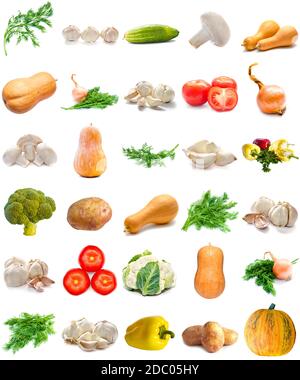 collection de légumes isolée sur fond blanc Banque D'Images