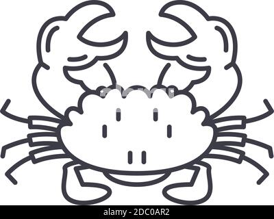 Icône de viande de crabe, illustration isolée linéaire, vecteur de ligne mince, signe de conception de toile, symbole de concept de contour avec trait modifiable sur fond blanc. Illustration de Vecteur