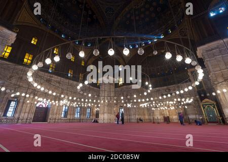 Salle de prière de la grande mosquée de Mohammed Ali, le Caire, Égypte Banque D'Images