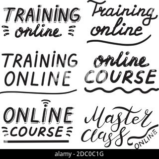 Formation en ligne, cours, master class, lettrage main calligraphie illustration. Vector eps brosse tendance isolée sur fond blanc. Illustration de Vecteur