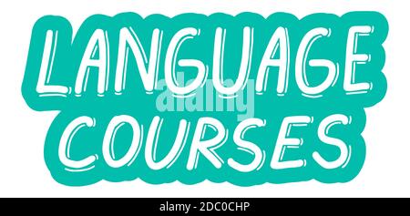Cours de langue. Formation, apprentissage, cours, concept d'éducation. Logo, badge, affiche, modèle de bannière. Illustration de la calligraphie lettrage. Vecteur eps Illustration de Vecteur