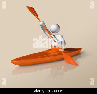 symbole tridimensionnel du slalom en canoë, sports olympiques. Illustration Banque D'Images