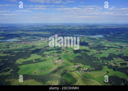 Vue aérienne de la rivière Lech près de Lechbruck en Bavière / Allemagne Banque D'Images