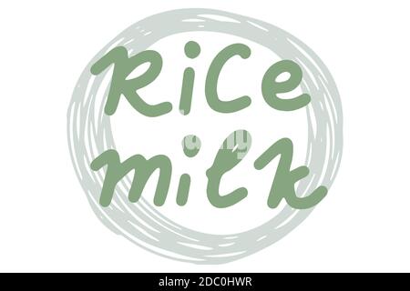 Lait de riz. Élément vectoriel pour logos, étiquettes, badges, autocollants. Isolation de l'illustration vectorielle sur fond blanc. Aliments biologiques, écologiques, sains. Illustration de Vecteur