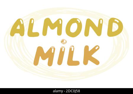 Lait d'amande. Élément vectoriel pour logos, étiquettes, badges, autocollants. Isolation de l'illustration vectorielle sur fond blanc. Aliments biologiques, écologiques, sains. Illustration de Vecteur